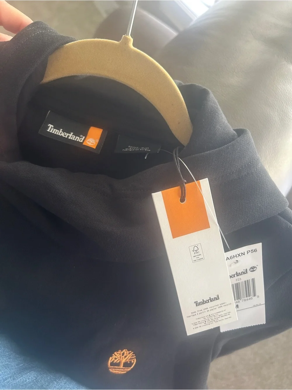 Timberland Black Pullover Hoodie with Gold Tree Logo